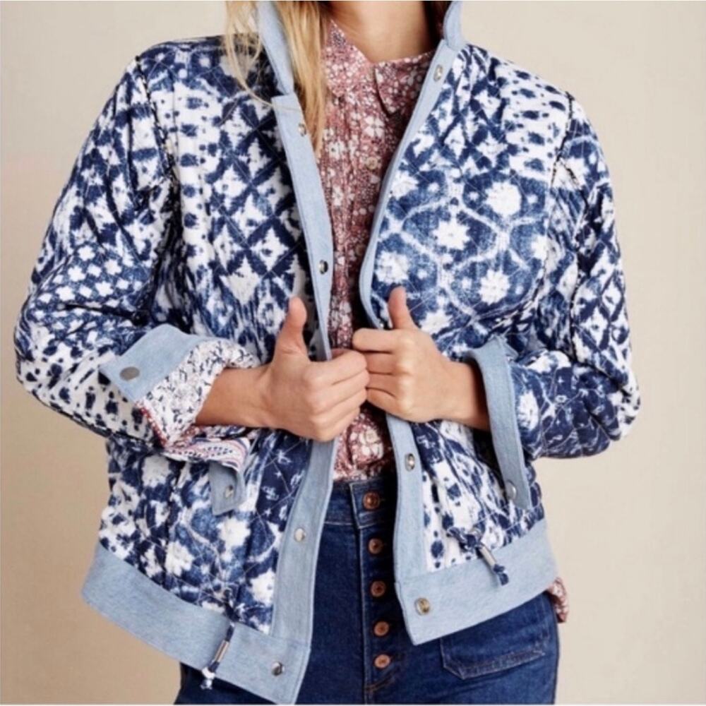 Blank NYC Patchwork Reversible Quilted Floral Jac… - image 7